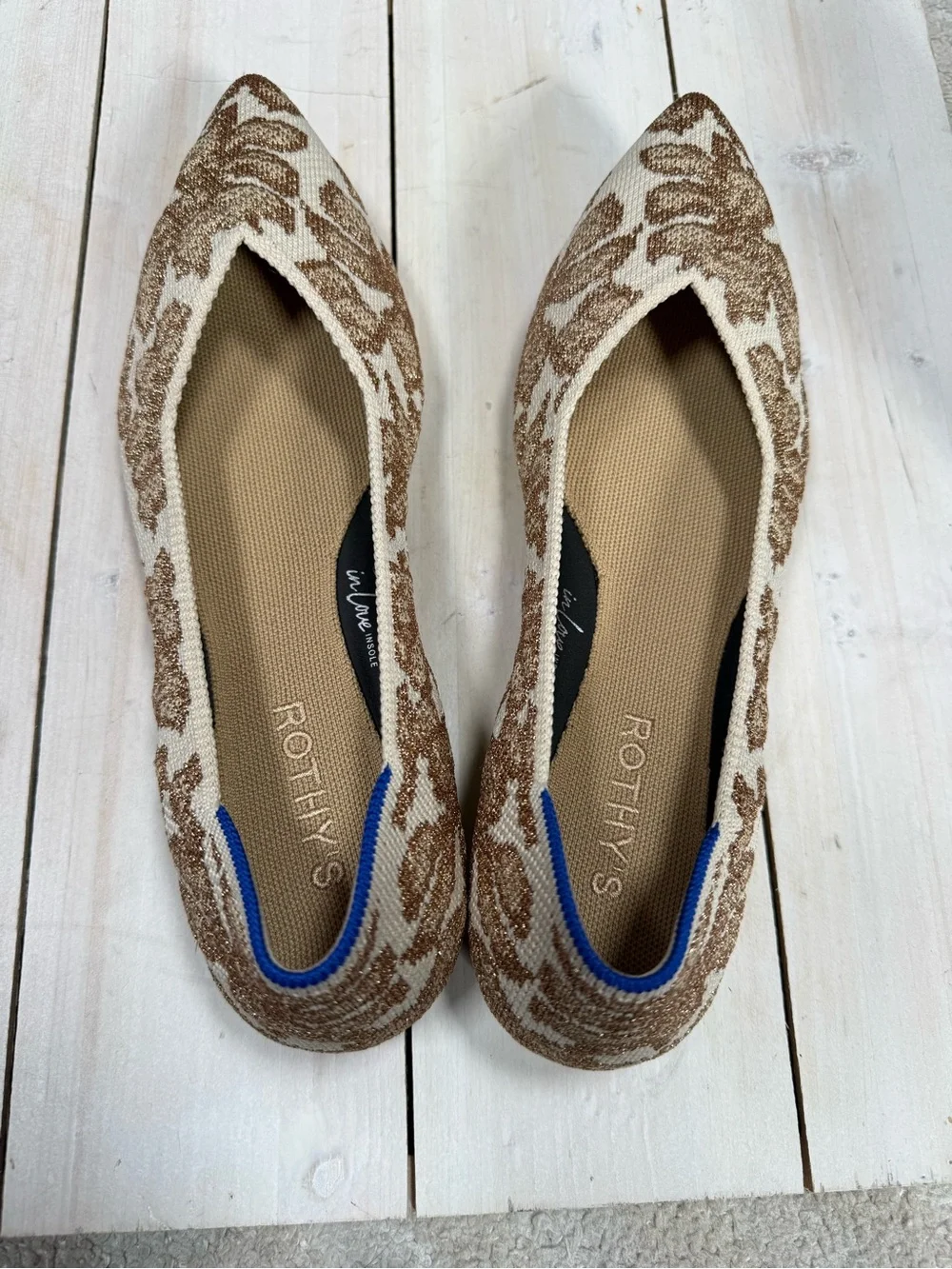 Rothy's The Point Chantilly Gold Size 8.5 NEW